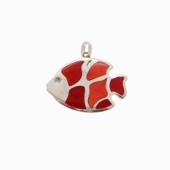 pendentif poisson argent et corail rouge