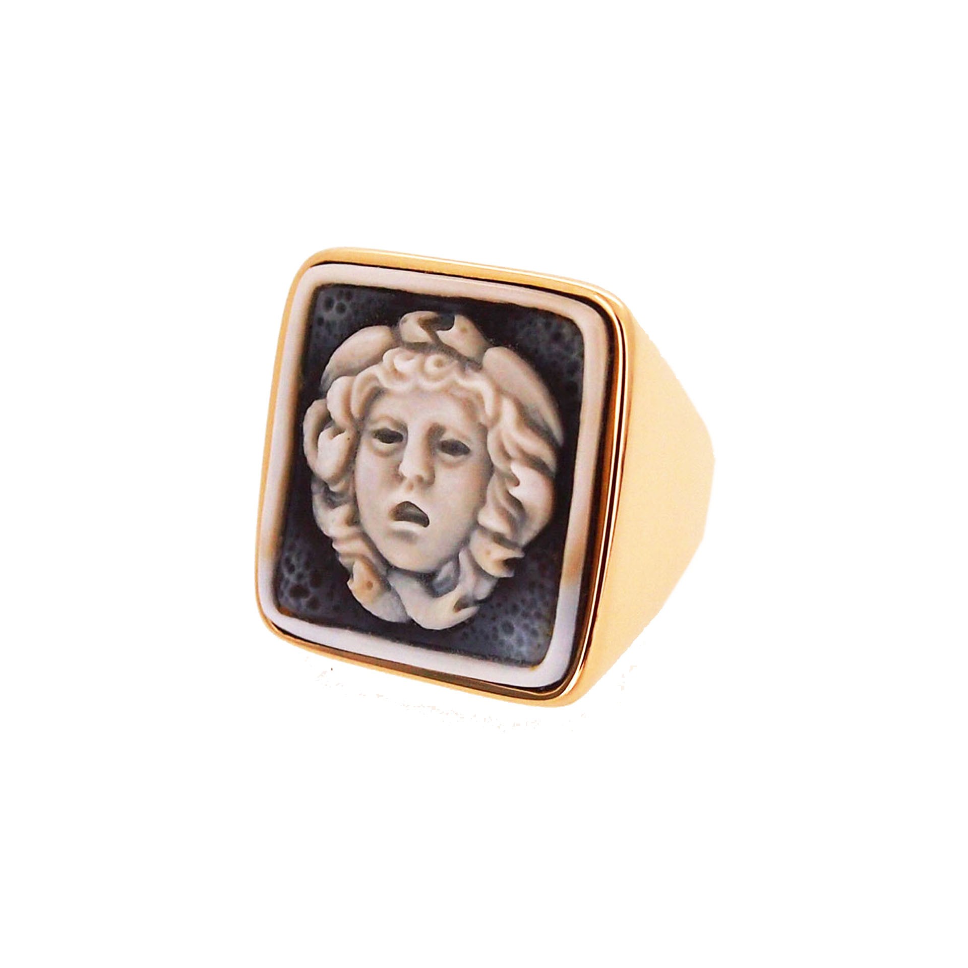 Bague Camée Ajustable Rose Pâle Dégradé - Acier Inoxydable Et Résine, Neuve Sans Emballage