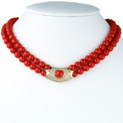 Corail rouge, diamants et or jaune