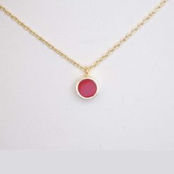 Collier argent doré motif rond et corail rouge