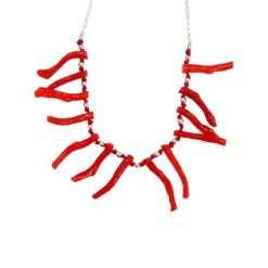 Collier brindilles de corail rouge et argent.
