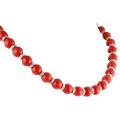 Collier perles, corail et diamants