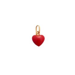 Coeur pendentif en corail rouge de méditerranée et or jaune