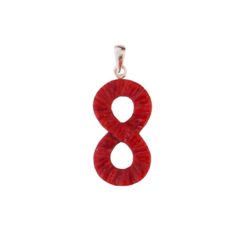 Pendentif réversible symbole infini en corail rouge et nacre grise