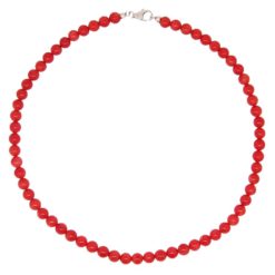 Collier boule corail rouge