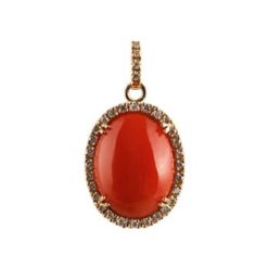 Pendentif ovale corail et diamants