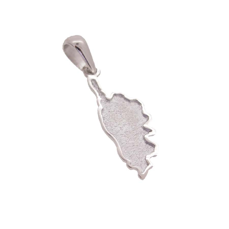 Corse carte pendentif or blanc 18k