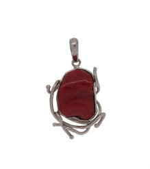 Pendentif en argent et corail rouge (petit modèle)