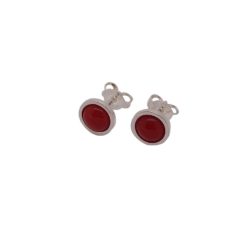 Boucles d’oreilles en argent et corail rouge motif rond (grand modèle)