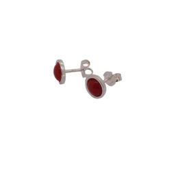 Boucles d'oreilles en argent et corail rouge motif rond