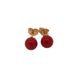 Boucles d'oreilles argent doré et corail rouge