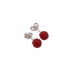 Boucles d'oreilles puces en argent et corail rouge 6,5mm