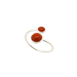 bague argent deux cabochons corail rouge méditerranée