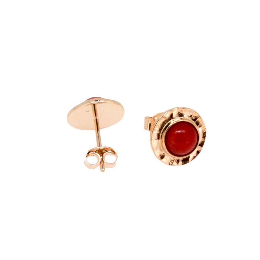 Boucles D’Oreilles Antiques Corail Rouge – Argent Dorure 800 – Victorien
