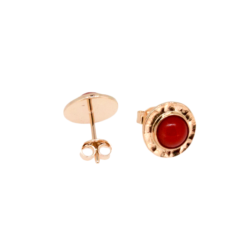 Boucles d'oreilles argent doré et corail, motif rond.