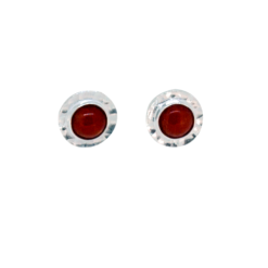 Boucles d'oreilles argent et corail rond