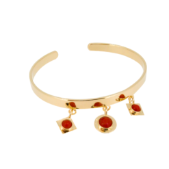 bracelet jonc argent doré breloques avec corail rouge méditerranée