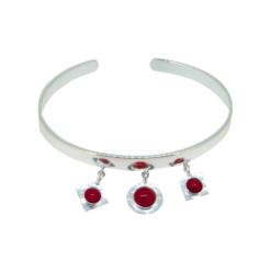 bracelet jonc argent breloques avec corail rouge méditerranée