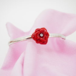 bracelet fleur de corail rouge et diamant