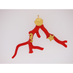 pendentif branche corail rouge méditerranée or jaune 18k