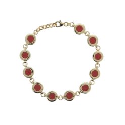 bracelet argent doré et cabochons ovales corail rouge méditerranée