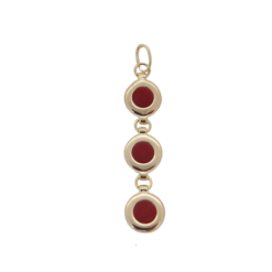 Pendentif argent doré trois cabochons rond corail corse rouge méditerranée