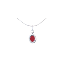 Pendentif argent et corail, ovale