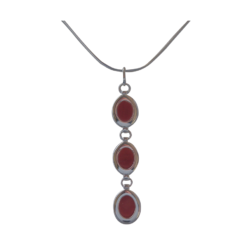 pendentif argent trois cabochons ovales corail rouge méditerranée