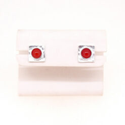 boucles d'oreilles argent corail rouge medit collection carrée