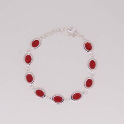 Bracelet argent et corail, ovale