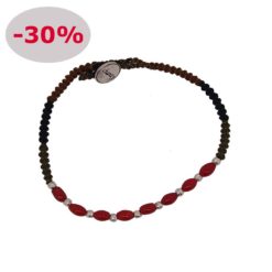 bracelet macramé corail rouge de méditerranée fermoir argent