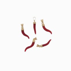 Pendentif corne en corail et or jaune 18k (3.5mm)
