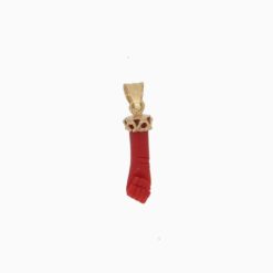 Pendentif main en corail rouge et or jaune