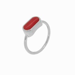 bague argent ovale corail corse rouge méditerranée