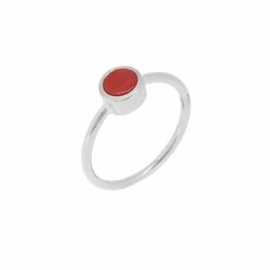 bague argent rond corail corse rouge méditerranée