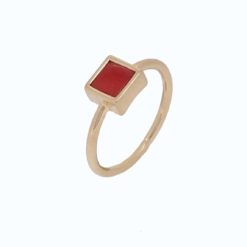 bague argent dore un corail carre rouge méditerrannée corse