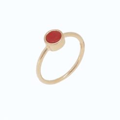 bague argent doré rond corail corse rouge méditerranée