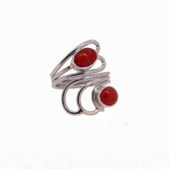 bague argent deux cabochons corail rouge méditerranée