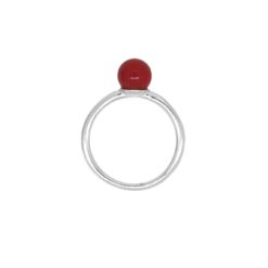 Bague fil argent perle corail rouge