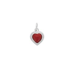 pendentif coeur argent doré avec cabochon corail rouge méditerranée