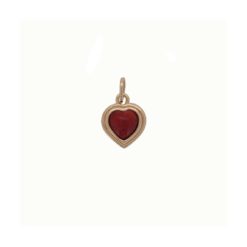 pendentif coeur argent doré avec cabochon corail rouge méditerranée