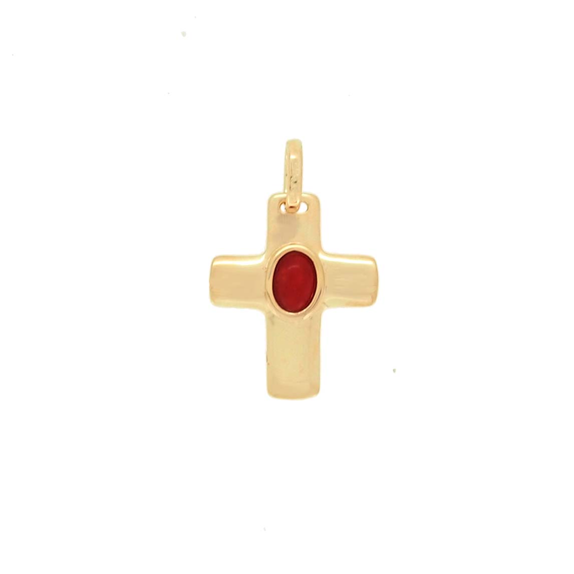 Pendentif Croix Corail Rouge Méditerranée 3,7 Cm - Argent 925 Antonino De Simone