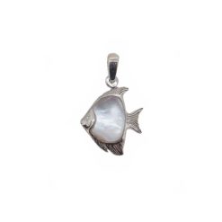 pendentif poisson scalaire argent et nacre blanche