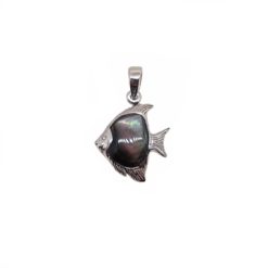 pendentif poisson scalaire argent et nacre grise