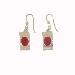 boucles d'oreilles pagode crochet argent doré corail rouge de méditerranée corse