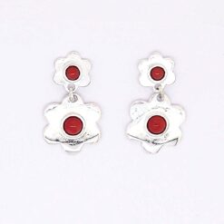 boucles d'oreilles argent corail rouge medit