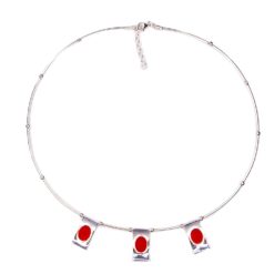 collier motif pagode cabochon corail rouge de méditerranée