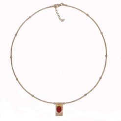 Collier Pagode argent doré 1 motif corail rouge