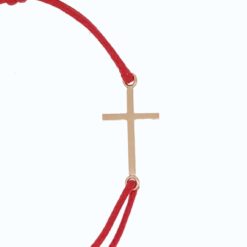 Bracelet croix GM or jaune 18 k cordon coton