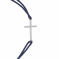 Bracelet croix GM or gris 18 k sur cordon